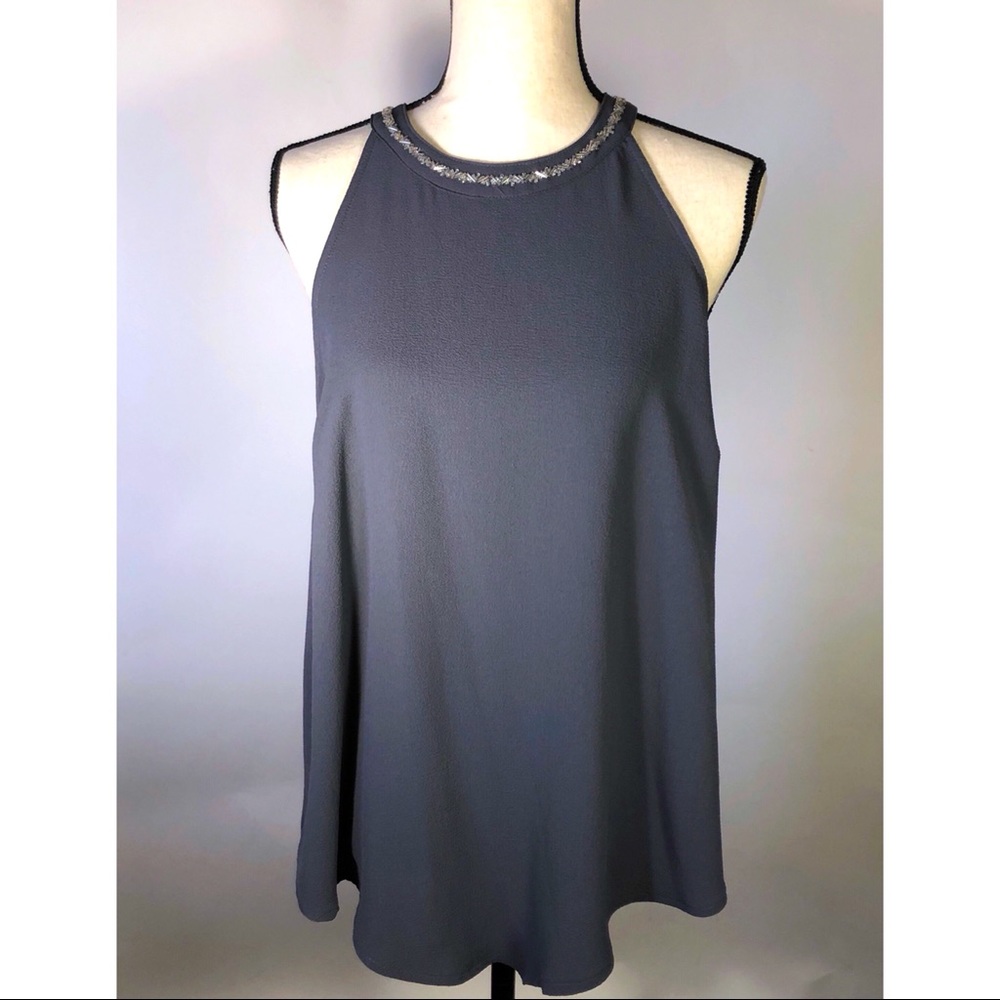 slate gray dressy racer back shirt